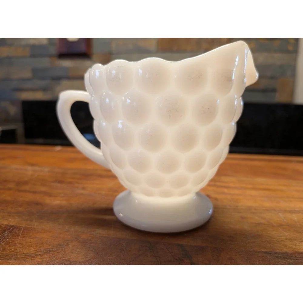 Vintage Westmoreland Milk‎ Glass English Hobnail Creamer Pitcher Set of 2 White